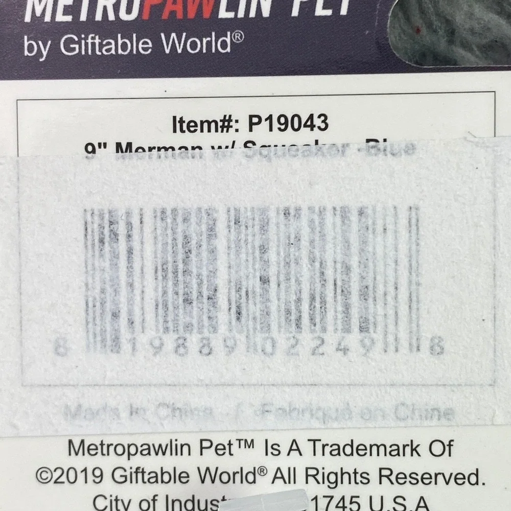 Mermaid Dog Toy Metro Pawlin Pet 9 Inch‎ Squeaker Blue Merman